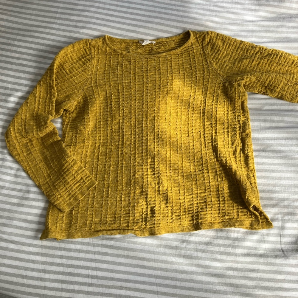 Eileen Fisher Mustard Knit Long Sleeve Top